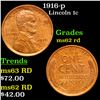 Image 1 : 1916-p Lincoln Cent 1c Grades Select Unc RD