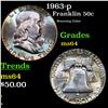 Image 1 : 1963-p Franklin Half Dollar 50c Grades Choice Unc