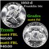 Image 1 : 1952-d Franklin Half Dollar 50c Grades Choice Unc FBL