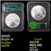 Image 1 : 2010 Silver Eagle Dollar $1 Graded ms70 By ICG