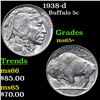 Image 1 : 1938-d Buffalo Nickel 5c Grades GEM+ Unc