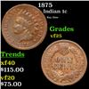Image 1 : 1875 Indian Cent 1c Grades vf+
