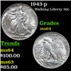 Image 1 : 1943-p Walking Liberty Half Dollar 50c Grades Choice Unc