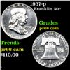 Image 1 : Proof 1957-p Franklin Half Dollar 50c Grades GEM+ Proof Cameo