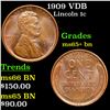 Image 1 : 1909 VDB Lincoln Cent 1c Grades GEM+ Unc BN