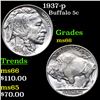 Image 1 : 1937-p Buffalo Nickel 5c Grades GEM+ Unc