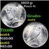 Image 1 : 1922-p Peace Dollar $1 Grades Choice Unc