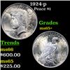 Image 1 : 1924-p Peace Dollar $1 Grades GEM+ Unc