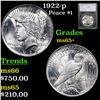 Image 1 : 1922-p Peace Dollar $1 Graded ms65+ By SEGS
