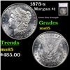 Image 1 : 1878-s Morgan Dollar $1 Graded ms65 By SEGS