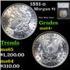 Image 1 : 1881-o Morgan Dollar $1 Graded ms64+ By SEGS