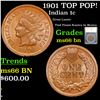 Image 1 : 1901 Indian Cent TOP POP! 1c Graded ms66 bn By SEGS