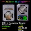 Image 1 : ***Auction Highlight*** NGC 1881-s Rainbow Toned Morgan Dollar $1 Graded ms66 By NGC (fc)