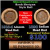 Image 1 : Mixed small cents 1c orig shotgun roll, 1916-d  Wheat Cent, 1890 Indian Cent other end, Brinks Wrapp