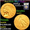 Image 1 : ***Auction Highlight*** 1910-p Gold Indian Half Eagle $5 Graded Select+ Unc By USCG (fc)