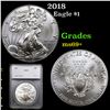 Image 1 : 2018 Silver Eagle Dollar $1 Graded ms69+ By SEGS