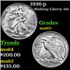 Image 1 : 1936-p Walking Liberty Half Dollar 50c Grades Select+ Unc