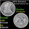 Image 1 : 1873 Arrows Seated Liberty Quarter 25c Grades f details