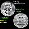 Image 1 : 1952-p Franklin Half Dollar 50c Grades Select Unc
