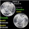 Image 1 : 1922-p Peace Dollar $1 Grades Choice+ Unc