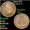 Image 1 : 1864 CN Indian Cent 1c Grades vf+