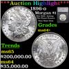 Image 1 : 1896-o Morgan Dollar $1 Graded ms64+ By SEGS