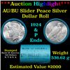Image 1 : ***Auction Highlight*** AU/BU Slider Bank Of America Peace $1 Roll 1924 & P Ends Virtually UNC (fc)