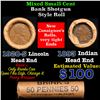Image 1 : Mixed small cents 1c orig shotgun roll, 1920-s  Wheat Cent, 1893 Indian Cent other end, brinks Wrapp