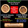 Image 1 : Mixed small cents 1c orig shotgun roll, 1918-s  Wheat Cent, 1898 Indian Cent other end, brinks Wrapp