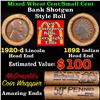 Image 1 : Mixed small cents 1c orig shotgun roll, 1920-d Wheat Cent, 1892 Indian Cent other end, McDonalds Wra