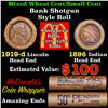 Image 1 : Mixed small cents 1c orig shotgun roll, 1919-d Wheat Cent, 1896 Indian Cent other end, McDonalds Wra