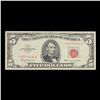 Image 2 : **Star Note** 1963 $5 Red seal United States Note Grades vf+