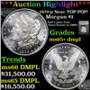Image 1 : 1879-p Morgan Dollar Near TOP POP! $1 Graded ms65+ dmpl By SEGS