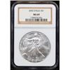 Image 2 : NGC 2002 Silver Eagle Dollar $1 Graded ms69 By NGC