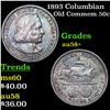 Image 1 : 1893 Columbian Old Commem Half Dollar 50c Grades Choice AU/BU Slider+