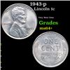 Image 1 : 1943-p Lincoln Cent 1c Grades Choice+ Unc