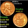 Image 1 : 1938-s Lincoln Cent 1c Grades GEM+ Unc RD