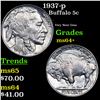 Image 1 : 1937-p Buffalo Nickel 5c Grades Choice+ Unc
