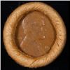 Image 2 : Mixed small cents 1c orig shotgun roll, 1918-d Wheat Cent, 1896 Indian Cent other end, brinks Wrappe