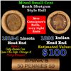 Image 1 : Mixed small cents 1c orig shotgun roll, 1918-d Wheat Cent, 1896 Indian Cent other end, brinks Wrappe