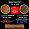 Image 1 : Mixed small cents 1c orig shotgun roll, 1916-d Wheat Cent, 1887 Indian Cent other end, brinks Wrappe
