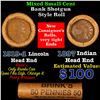 Image 1 : Mixed small cents 1c orig shotgun roll, 1919-d Wheat Cent, 1897 Indian Cent other end, brinks Wrappe