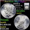 ***Auction Highlight*** 1923-s Peace Dollar $1 Graded ms64+ By SEGS (fc)