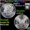 ***Auction Highlight*** 1881-s Morgan Dollar $1 Graded ms66 pl By SEGS (fc)