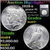 ***Auction Highlight*** 1928-s Peace Dollar $1 Graded ms63+ By SEGS (fc)