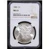 Image 2 : NGC 1884-p Morgan Dollar $1 Graded ms63 By NGC