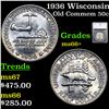 1936 Wisconsin Old Commem Half Dollar 50c Graded ms66+ By SEGS