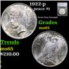 Image 1 : 1922-p Peace Dollar $1 Graded ms65 By SEGS