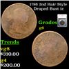 1798 Draped Bust Large Cent 2nd Hair Style 1c Graded g6 By SEGS