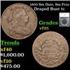 Image 1 : 1803 Sm Date, Sm Frac Draped Bust Large Cent 1c Graded vf25 By SEGS